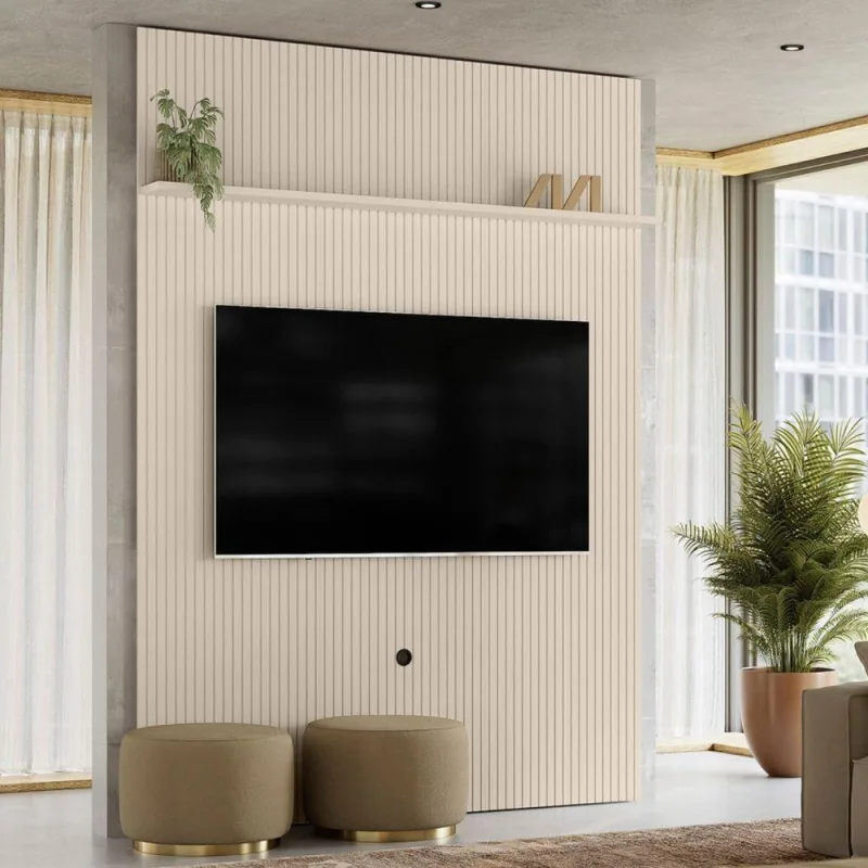 Painel para TV Pluma 75 Polegadas 179CM MDF MDP Off White Casah - Casah - Agro