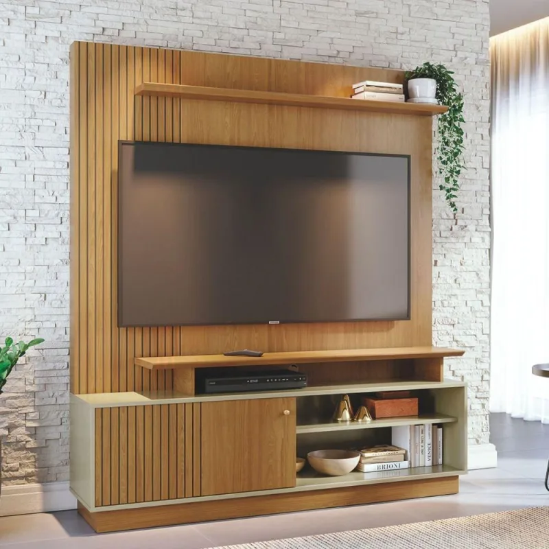 Painel para TV TH SHOP 65 Polegadas 160CM MDP com Prateleira Marrom Cumaru Opala Casah - Casah - Agro