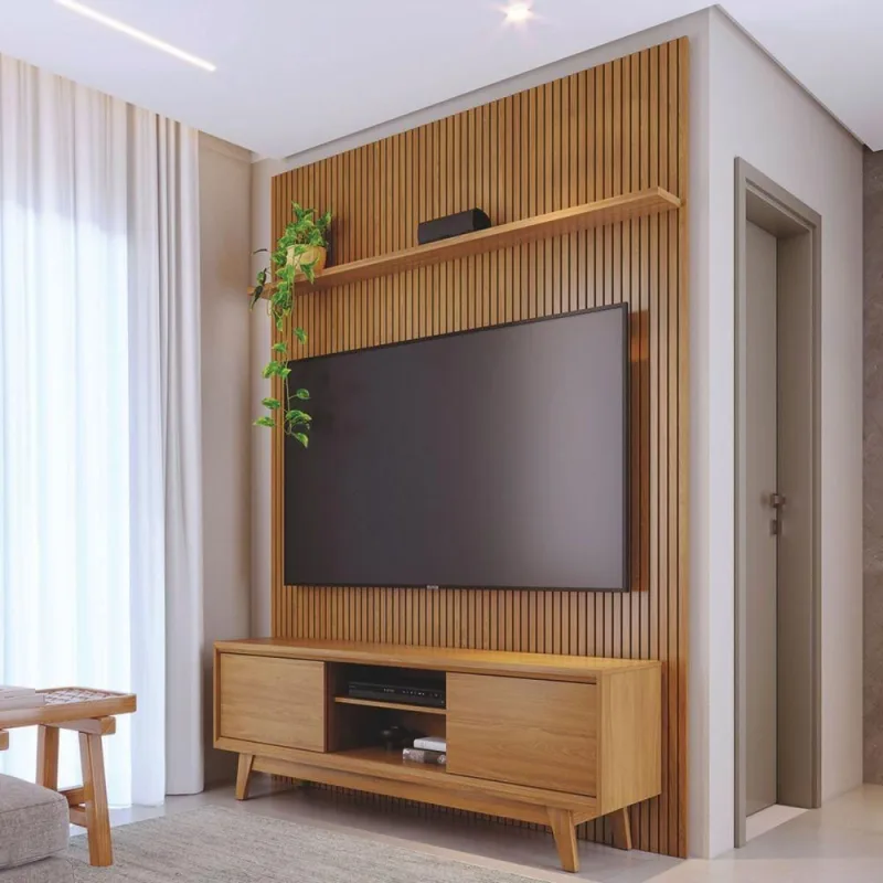 Conjunto de Painel e Rack Helena para TV 75 Polegadas MDP Cinamomo Off White Casah - Casah - Móveis