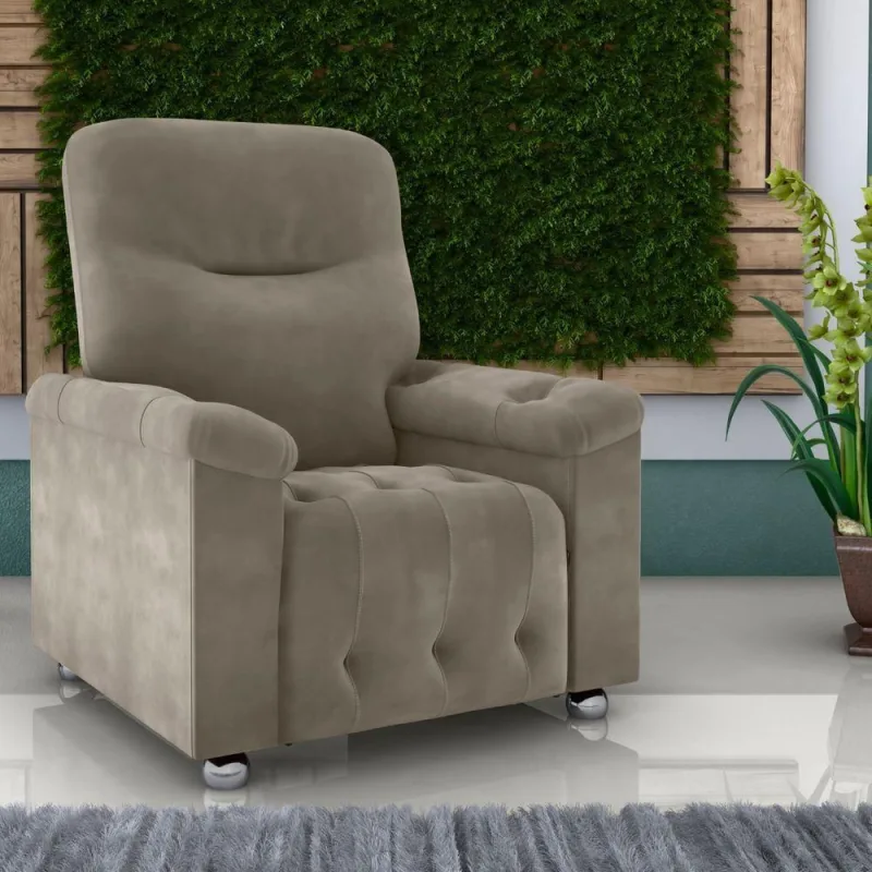 Poltrona Reclinável Isla Veludo Cappuccino Assento D23 Apoio para Pés Sala de Estar Matrix - matrix - Agro