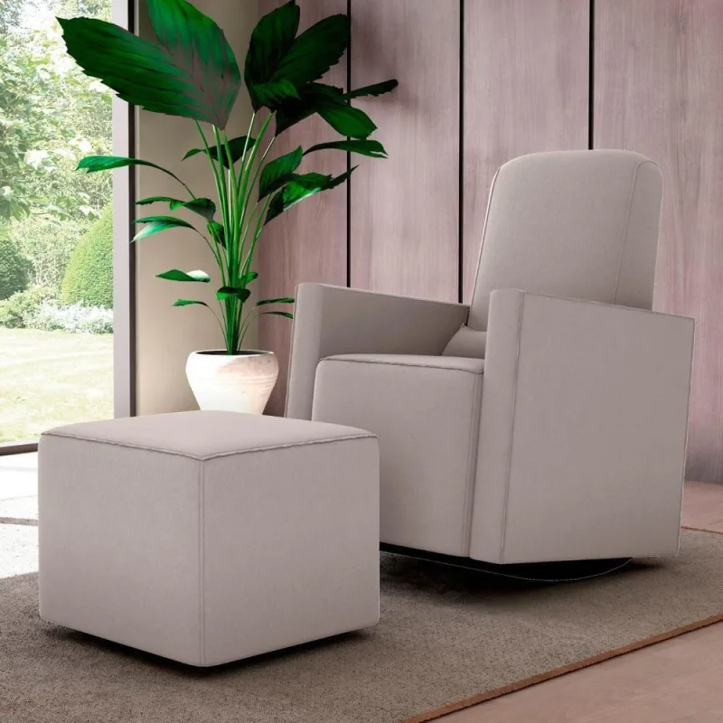 Poltrona com Puff para Amamentação Prisma Suede Encosto Reclinável Bege Matrix - matrix - Agro