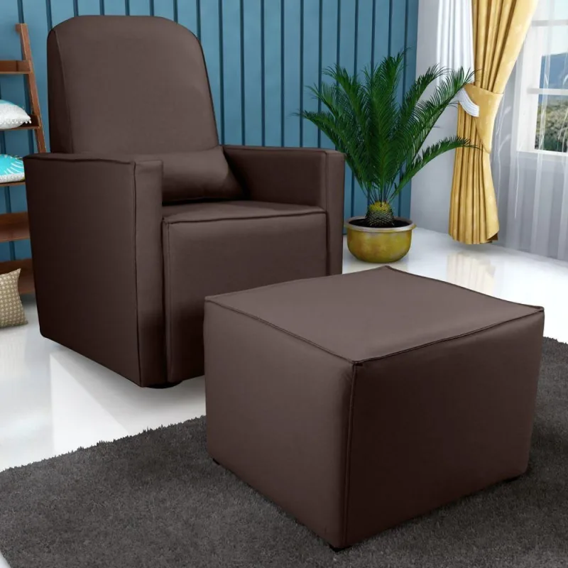 Poltrona para Amamentação Maya com Puff Base de Balanço Marrom Matrix 66CM - matrix - Agro