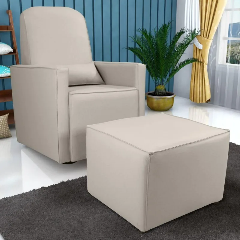 Poltrona para Amamentação com Puff Porta Bella Corino Espuma D23 D20 Bege Matrix - matrix - Agro