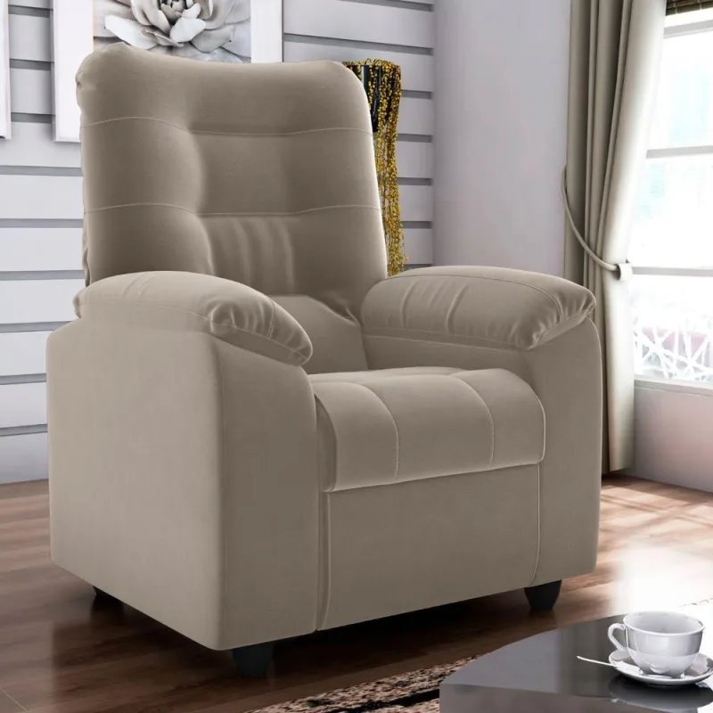 Poltrona Reclinável Lena Veludo Cappuccino Assento D23 Braças D20 Sala de Estar Matrix - matrix - Agro