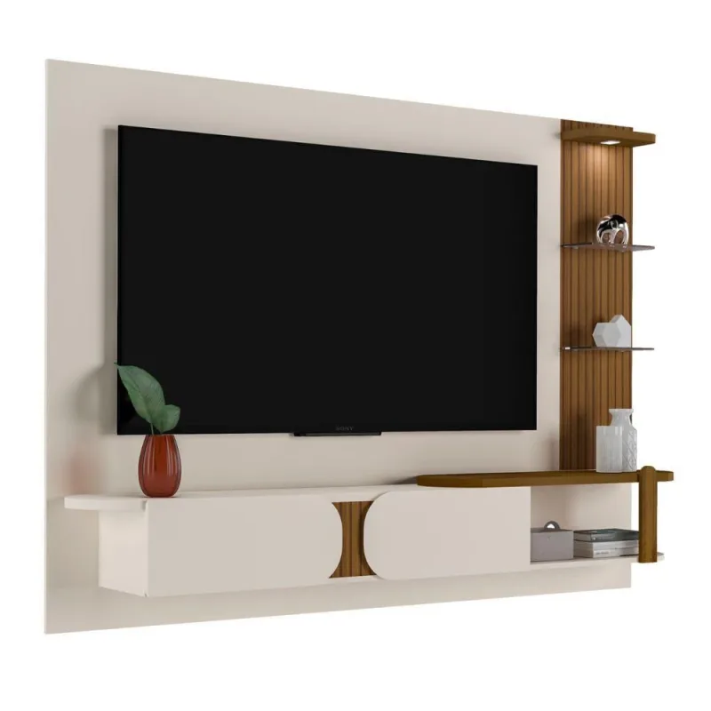 Painel para TV Argos 72 Polegadas 200CM MDF-MDP com Luz LED Off White Artely - Artely - Agro