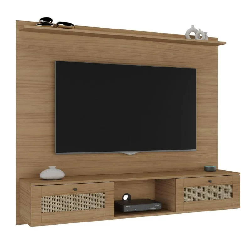 Painel para TV Vertice 72 Polegadas MDF MDP com Porta Basculante Marrom Artely - Artely - Agro