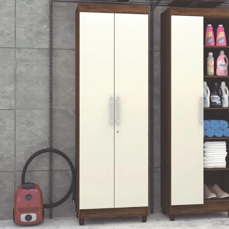 Armário Multiuso Helira 2 Portas 5 Prateleiras MDF-MDP 60CM Imbuia Champagne Vila Rica