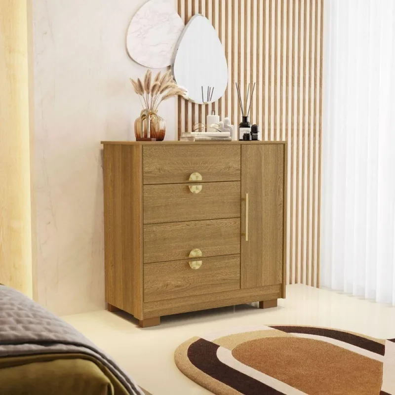 Cômoda Sapateira Natura 4 Gavetas MDP MDF Nature Vila Rica - Vila Rica - Móveis