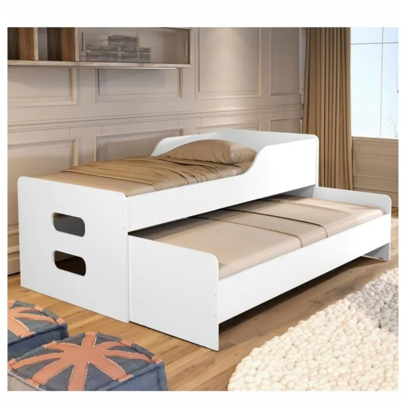 Cama com Auxiliar Florença Branco com Colchão MDF Basoto Brasil - OUTRAS - Colchões