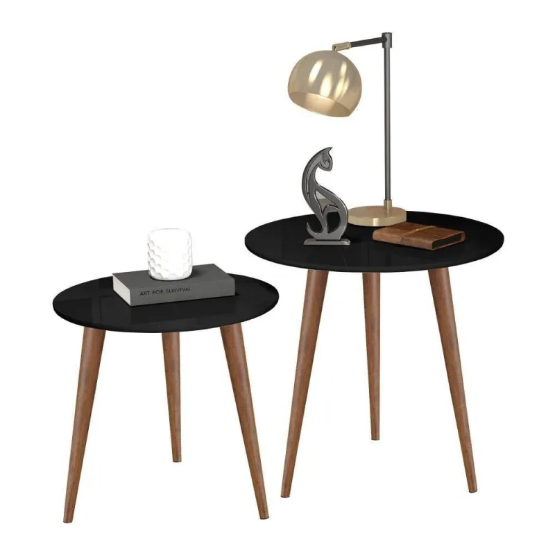 Conjunto de Mesas Celeste Teles MDF 60CM Preto Basoto Brasil - OUTRAS - Móveis