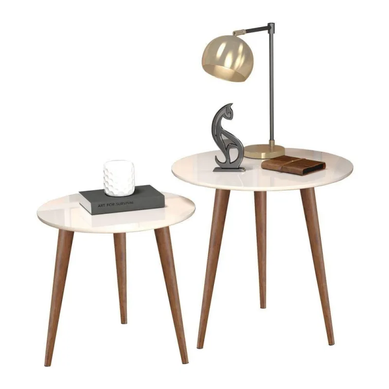 Conjunto Mesa Theo Mesa Centro MDF 60CM Off White Basoto Brasil - OUTRAS - Móveis