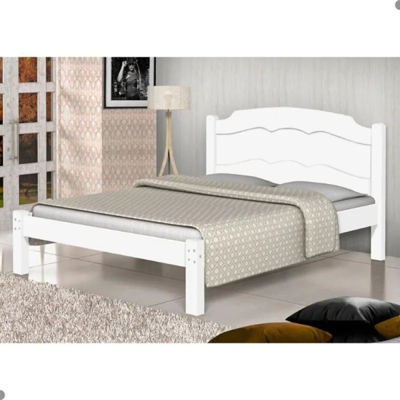 Cama Casal com Cabeceira Lena Maia MDF Branco Basoto Brasil - OUTRAS - Móveis