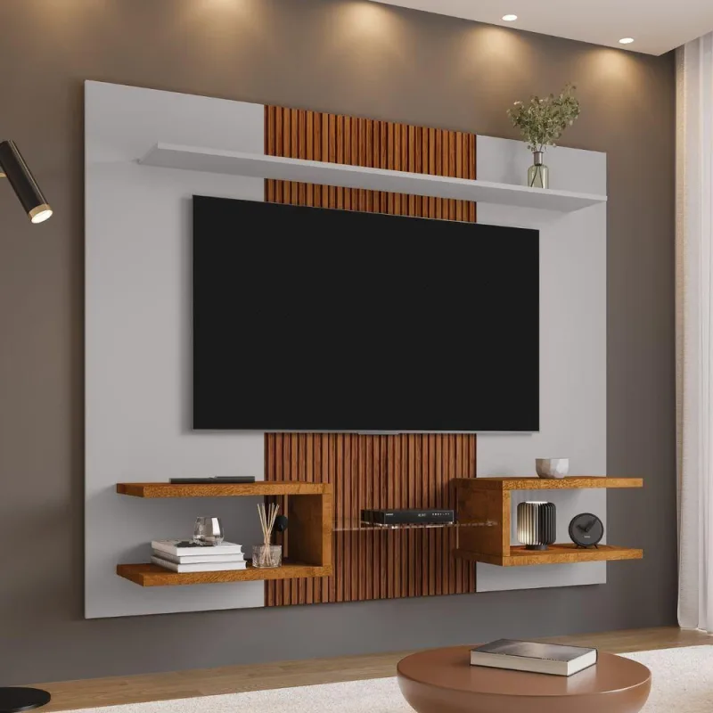 Painel para TV TH SHOP 55 Polegadas 163,2CM MDF Cinamomo Off White Bechara Móveis - OUTRAS - Agro
