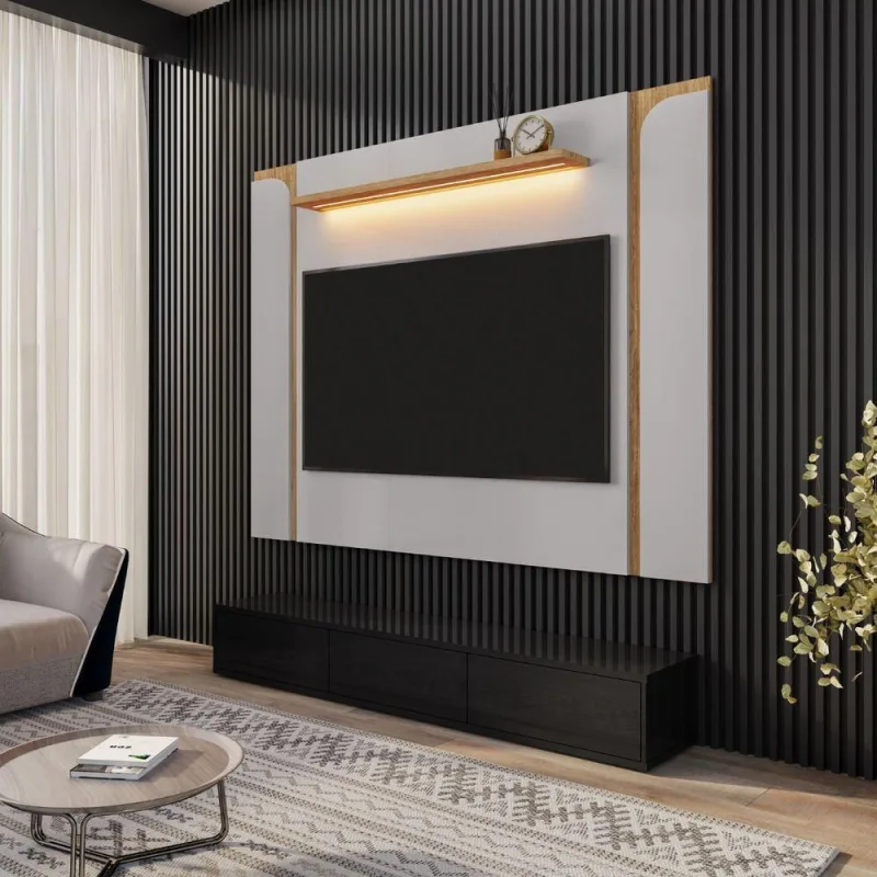 Painel para TV Caio 75 Polegadas 180CM Off White Cinamomo - OUTRAS - Agro