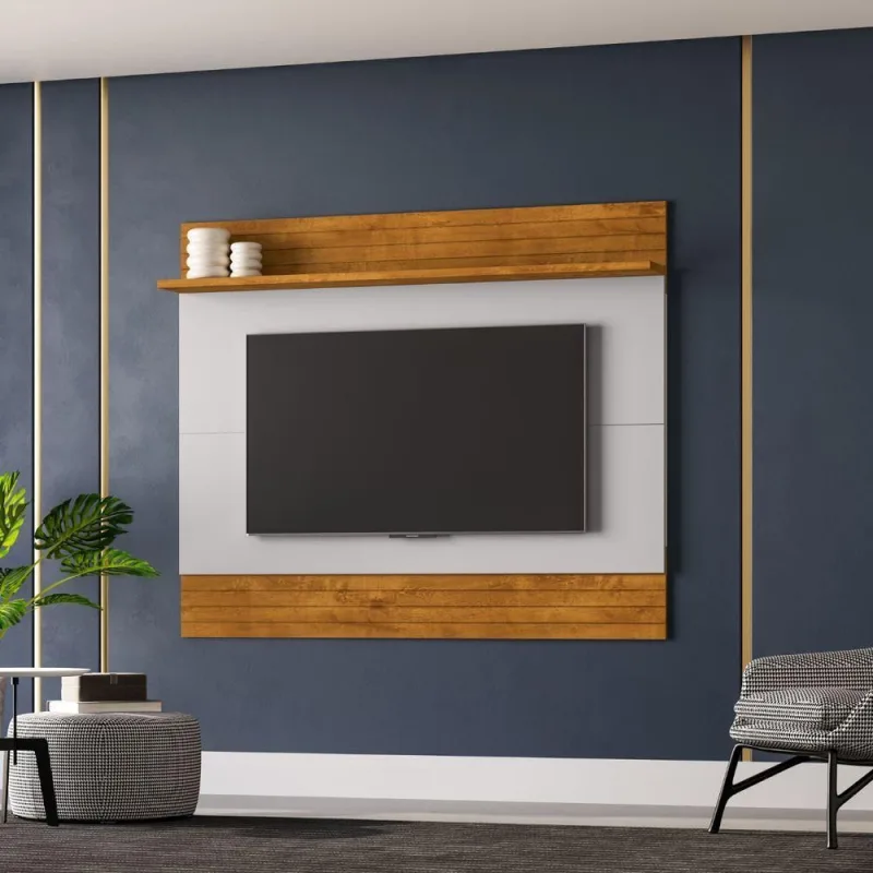 Painel para TV Porta Bella 65 Polegadas 160CM MDP Naturalle Off White Bechara Móveis - OUTRAS - Agro
