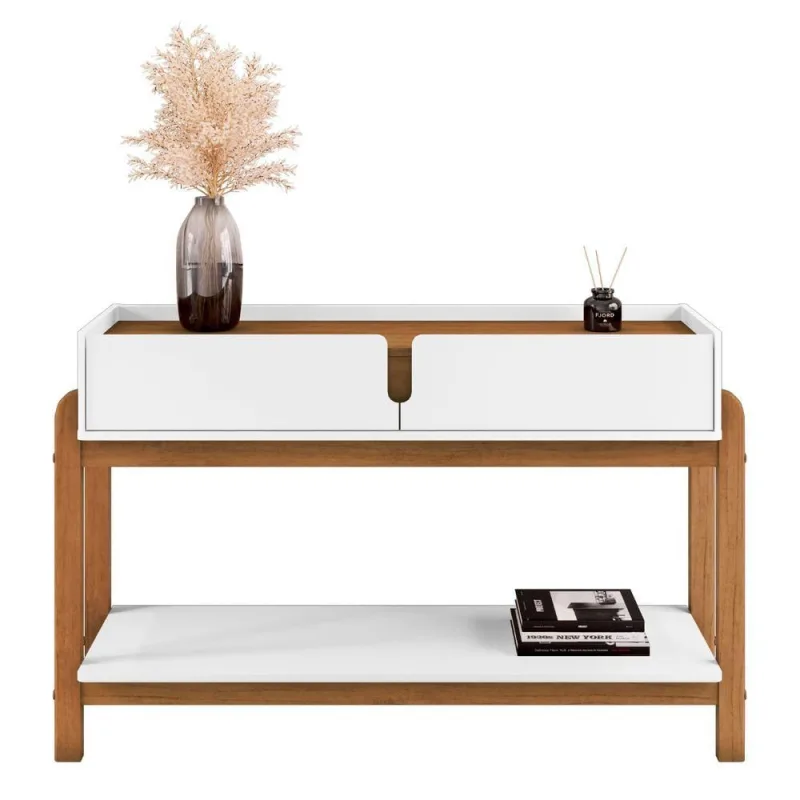 Aparador Jardim da Serra Retrô 2 Gavetas MDP MDF 130,1CM Branco Casa D Móveis - Casa D Móveis - Móveis