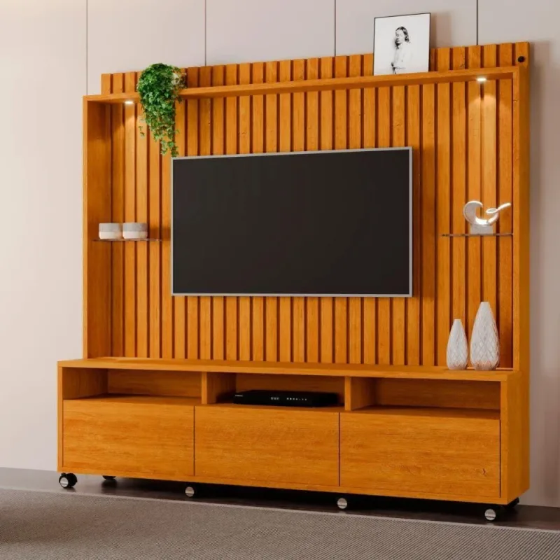 Home Theater TH SHOP para TV 60 Polegadas 190CM MDP Ripado com LED Naturale Casah - Casah - Agro