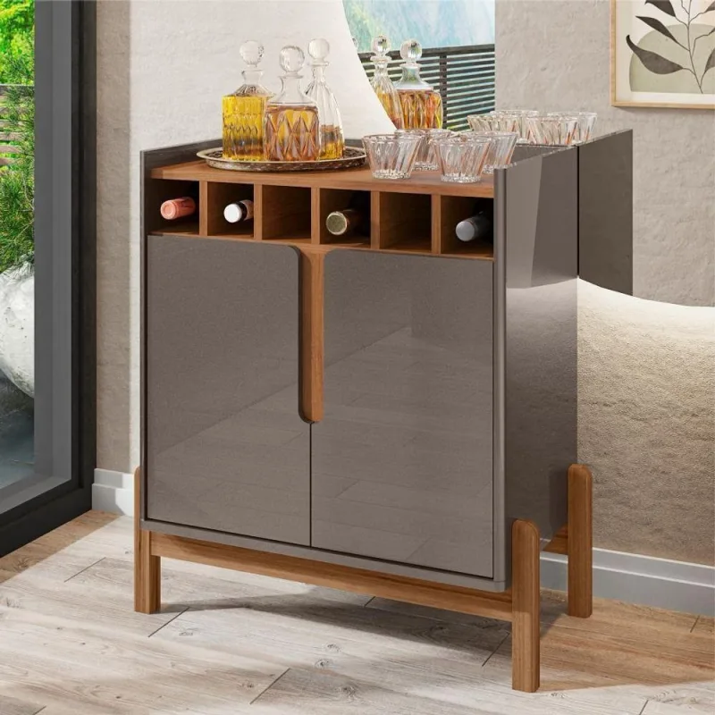 Bar Vila Serena Bar Adega Madrid 2 Portas MDF-MDP 75cm Cinza Pérola Cedro Casa D Móveis - Não Informado - Móveis
