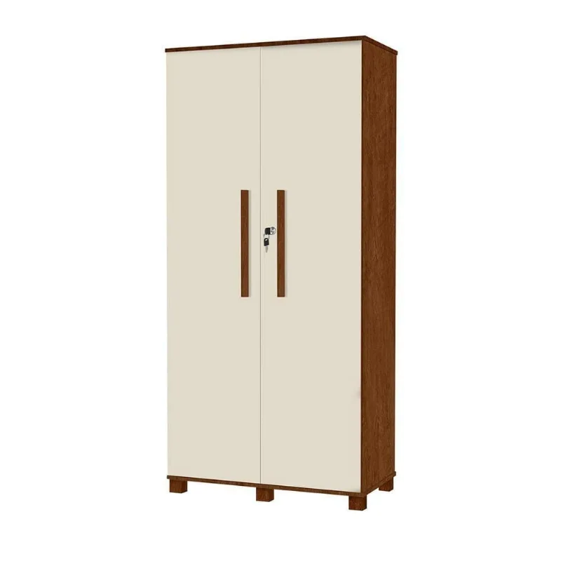 Armário Multiuso Helano 2 Portas 10 Prateleiras MDF Canela Off White Casah