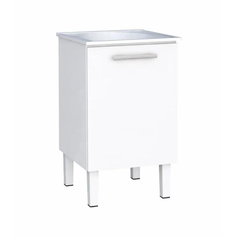 Gabinete para Lavanderia com Tanque Porto Nobre 1 Porta Aço Branco Casah - Casah - Agro