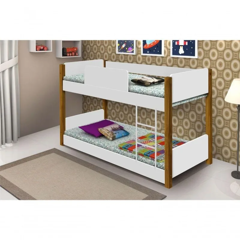 Beliche Infantil com Colchões Porto de Savana MDF Branco Divaloto Móveis - OUTRAS - Móveis