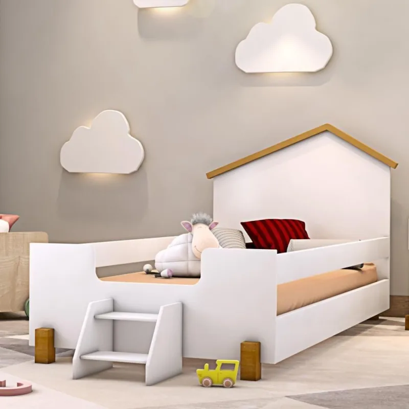 Cama Infantil Domus Bella MDF Branco-natural Divaloto Móveis - OUTRAS - Móveis