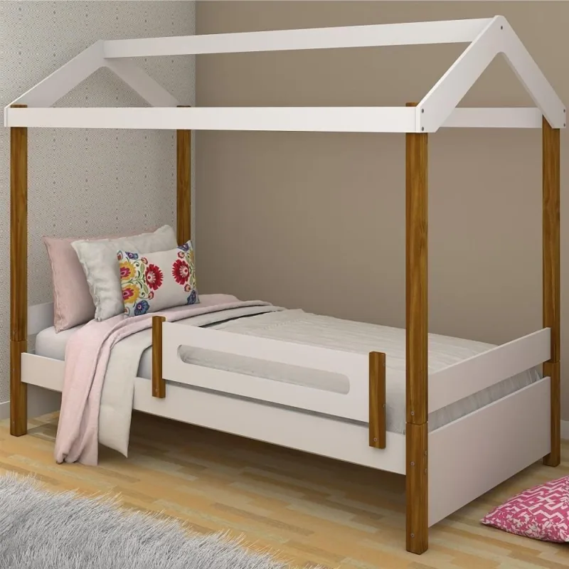 Cama Montessoriana Solteiro Gran Aurora com Colchão MDF Branco Divaloto Móveis - OUTRAS - Colchões