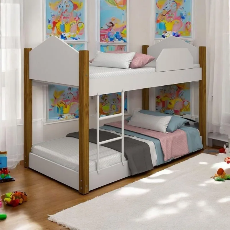 Beliche Infantil Otto Mini Cama com Escada MDF Branco Divaloto Móveis - OUTRAS - Móveis