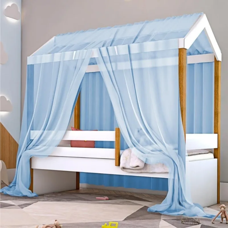 Cama Solteiro Montessoriana Cama Montessori Exclusiv com Colchão Voal MDF Branco Divaloto Móveis