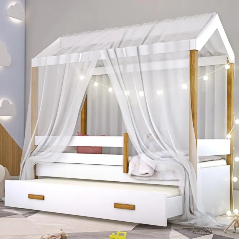 Bicama Montessoriana Solteiro Vértice com Fio de Luz MDF Branco Divaloto Móveis - OUTRAS - Móveis