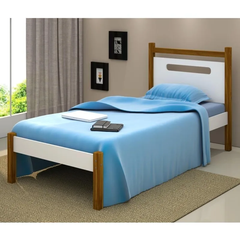 Cama Solteiro Juvenil com Colchão Helo MDF Branco Divaloto Móveis - OUTRAS - Colchões