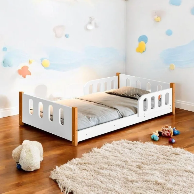 Cama Infantil Brisa Alta Montessoriana MDF Branco Divaloto Móveis - OUTRAS - Móveis