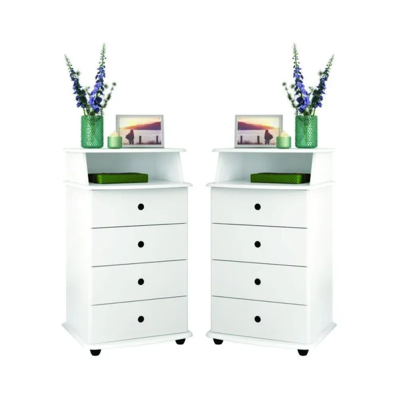Mesa de Cabeceira Cairo 4 Gavetas MDF-MDP Branco EJ Móveis - EJ Móveis - Agro