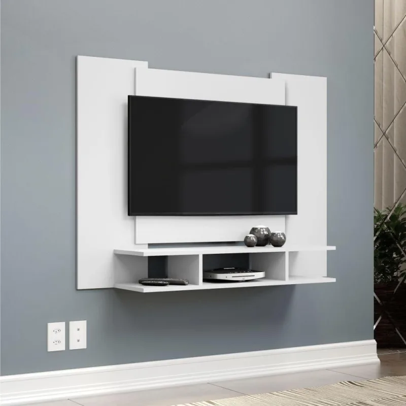 Painel para TV Noah 50 Polegadas 120CM MDP Ébano Branco EJ Móveis - EJ Móveis - Agro