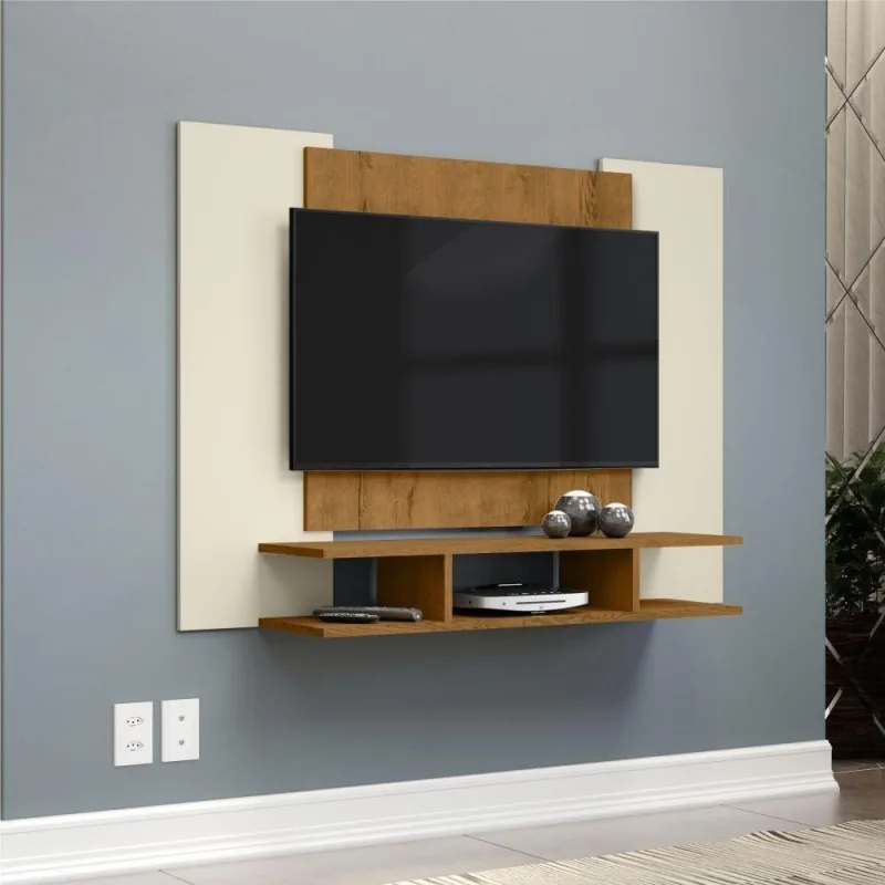 Painel para TV Bruma Nobre 50 Polegadas 120CM MDP Off White Freijó Ébano EJ Móveis - EJ Móveis - Agro