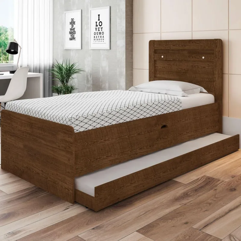 Cama Solteiro Jardim da Serra Auxiliar Baú Ivana com Colchão Malbec Framar - Framar - Colchões