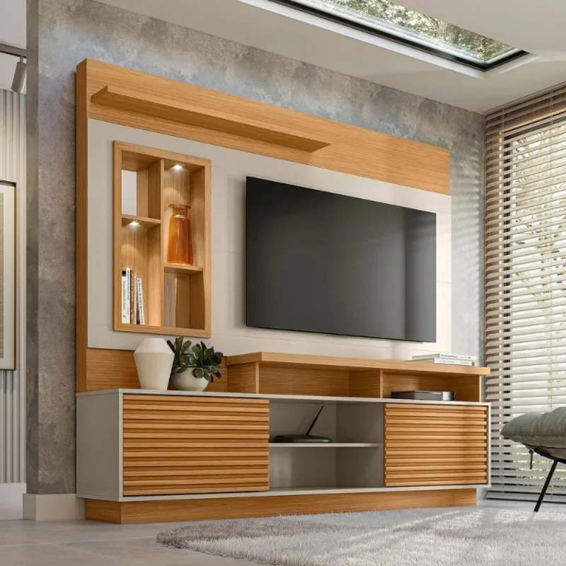 Painel Home para TV Eldorado 2.0 200CM MDP Portas Correr Off White Casah - Casah - Agro
