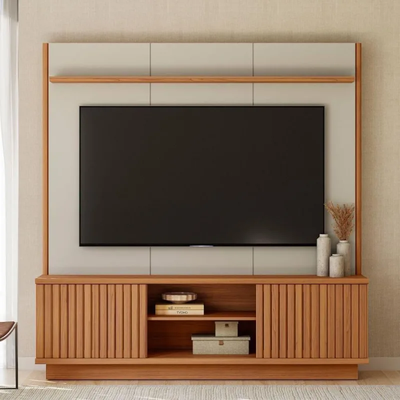Painel Home Ravenna para TV 75" 180CM MDP-MDF Canela e Off White Fosco Casah - Casah - Agro