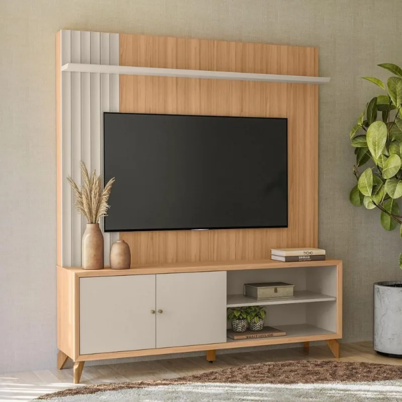 Painel Home Valença para TV 65" 162CM MDP-MDF Jequitibá e Off White Casah - Casah - Agro