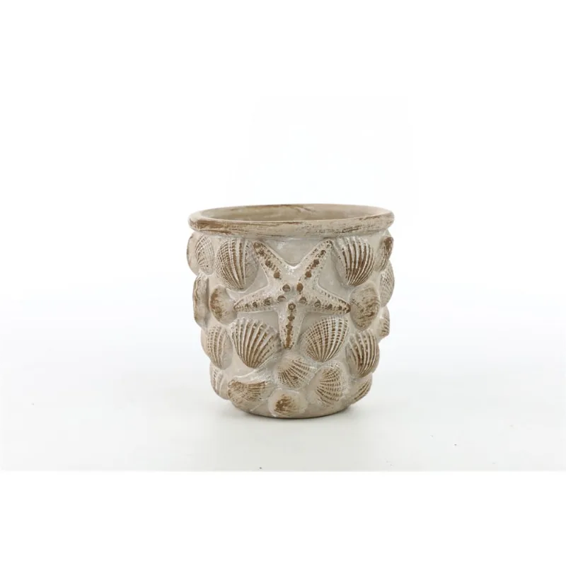 Cachepot Conchas P 11x10cm Marrom Cromus
