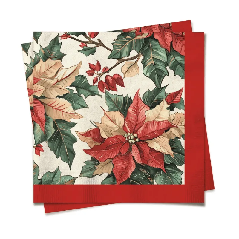 Guardanapo Papel Poinsétia 32.5x32.5cm Vermelho Cromus
