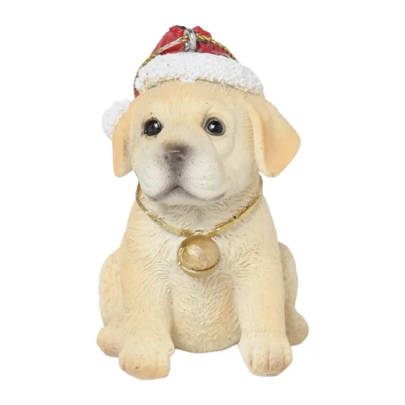 Enfeite Natal Cachorro com Gorro Bege Cromus - Cromus - Casa