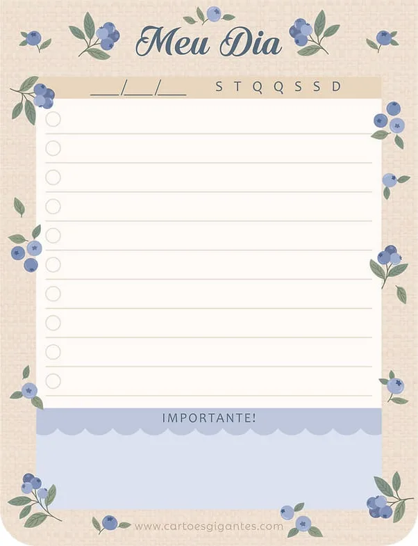 Bloco Do Dia Planner Blueberry Cartões Gigantes - LC - Papelaria