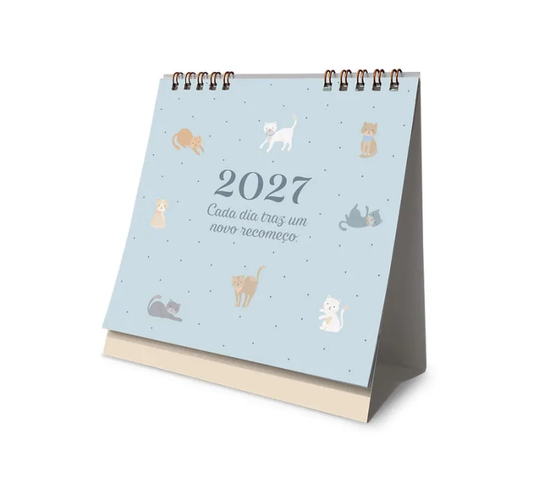 Calendário 2027 Mesa Gatos Cartões Gigantes - LC - Papelaria