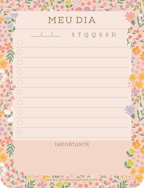 Bloco Do Dia Planner Flora Cartões Gigantes - LC - Papelaria