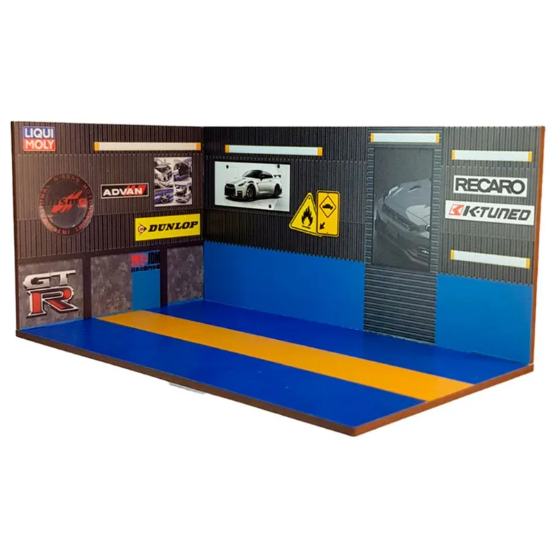 Cenário para Diorama GTR Padrão Hot Whells Escala 1:64 - MDF Pintado, não é adesivado. O produto vai desmontado, precisa ser colado.
