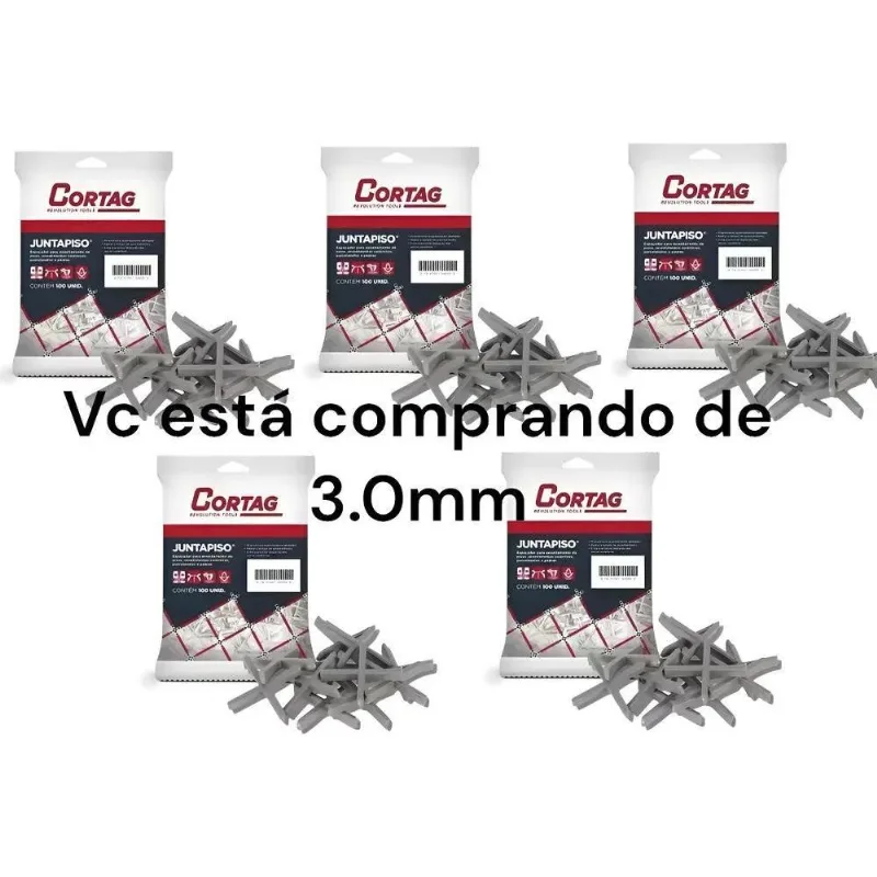 Espaçador Juntapiso Porcelanato Cruzeta 500 Peças Cort 3mm