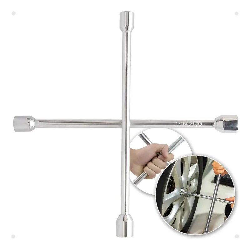 3x Chave De Roda Tipo Cruz 17-19mm 21-23mm Profissional 4 Bo