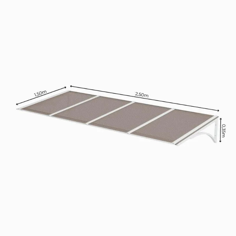 Toldo Fixo Policarbonato Alveolar Bronze - 2,50m X 1,50m - Estrutura Branca