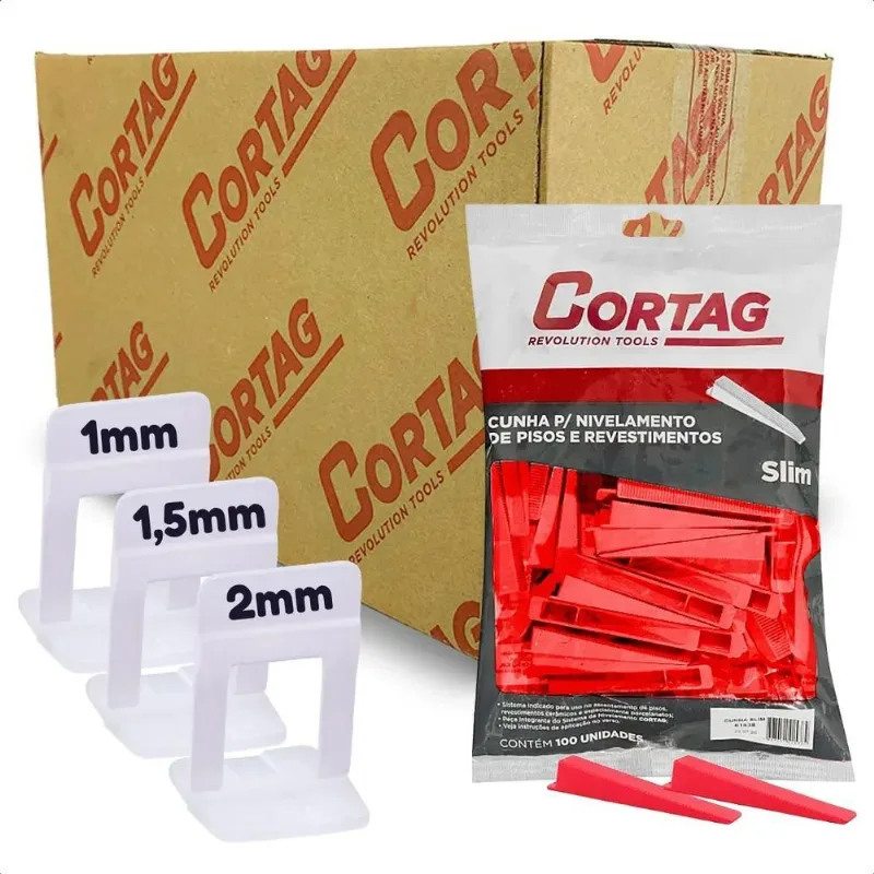 Cortag Slim 1000 Clips Espaçador Nivelador + 100 Cunhas